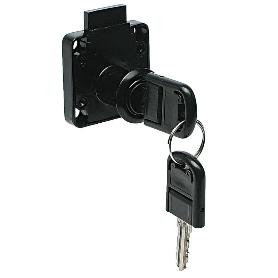 CERRADURA SOLAPAR DE BOMBILLO PARA CAJÓN MODELO BORIS NIQUEL/NEGRO LLAVES IGUALES ACABADO NEGRO