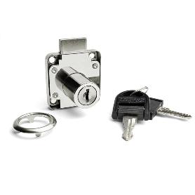 CERRADURA SOLAPAR DE BOMBILLO PARA CAJÓN MODELO BORIS NIQUEL/NEGRO LLAVES DIFERENTES ACABADO NIQUEL