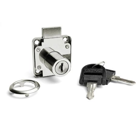 CERRADURA SOLAPAR DE BOMBILLO PARA CAJÓN MODELO BORIS NIQUEL/NEGRO LLAVES DIFERENTES ACABADO NIQUEL
