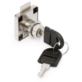 CERRADURA SOLAPAR DE BOMBILLO PARA CAJÓN MODELO BORIS NIQUEL/NEGRO LLAVES IGUALES ACABADO NIQUEL