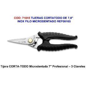 TIJERA CORTATODO 3CL 7 MANGO AISLANTE PROFESIONAL. MICRODENTADA. 7-17,5CMS.
