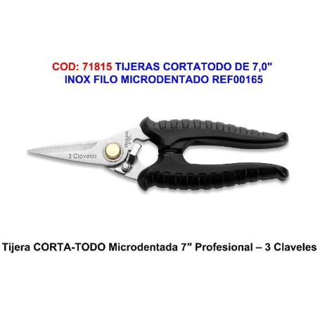TIJERA CORTATODO 3CL 7 MANGO AISLANTE PROFESIONAL. MICRODENTADA. 7-17,5CMS.