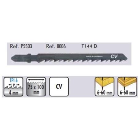 5 HOJAS CALAR MADERA C/BASTO 5503 T144D GROSOR 8-60. 6 DIENTES