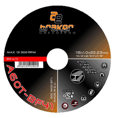 DISCO CORTAR ACERO BRAKER 115X2,5X22 CWA24-SBF42 CENTRO HUNDIDO