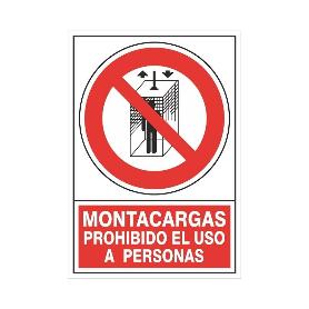 SEÑAL 428 PLAST.295X210MONT.PR.US.PERS MONTACARGAS PROHIBIDO EL USO A PERSONAS