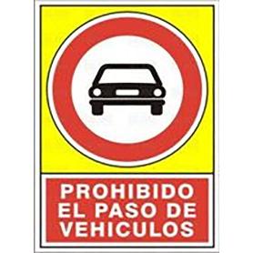 SEÑAL 497 PLAST.420X297 PR.PASO VEHIC. PROHIBIDO EL PASO DE VEHICULOS