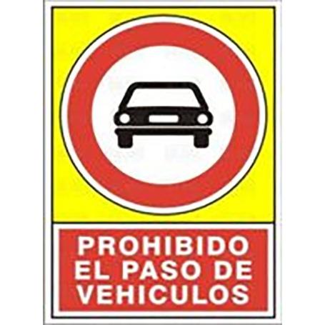 SEÑAL 497 PLAST.420X297 PR.PASO VEHIC. PROHIBIDO EL PASO DE VEHICULOS