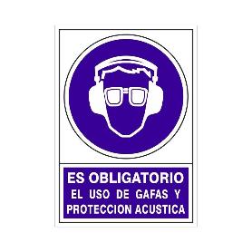 SEÑAL 624 PLAST.295X210OB.GAFA/P.ACUST ES OBLIGATORIO USO GAFAS Y PROT.ACUSTICA