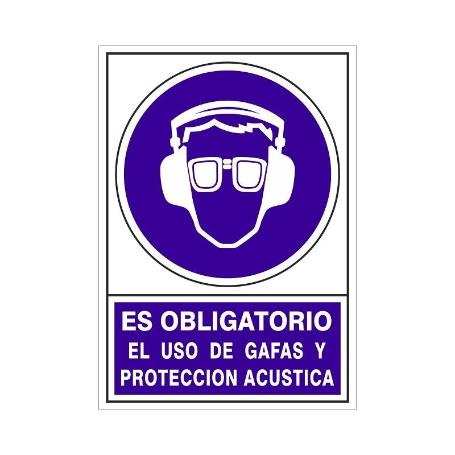 SEÑAL 624 PLAST.295X210OB.GAFA/P.ACUST ES OBLIGATORIO USO GAFAS Y PROT.ACUSTICA