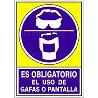 SEÑAL 611 PLASTICO 420X297 OBLI.GAFA/PANT ES OBLIGATORIO EL USO DE GAFA O PANTALLA