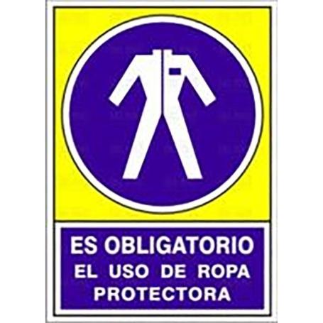 SEÑAL 643 ADHESIVA 105X74OBL.ROP.PROT ES OBLIGATORIO EL USO DE ROPA PRTECTORA