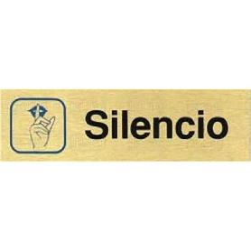 PLACA ALUMINIO ORO 150X45 SILENCIO