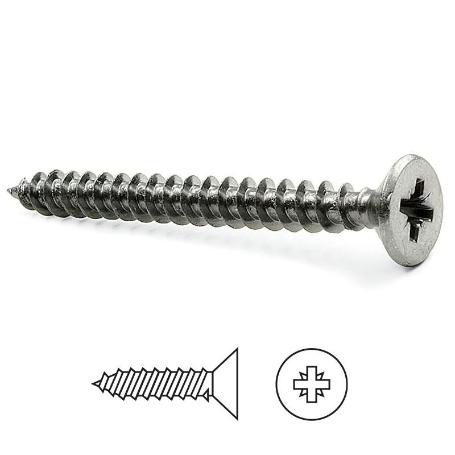 TORNILLO ROSCA MADERA CABEZA PLANA POZIDRIV INOXIDABLE DIN 7505-A LARGO 30MM DIÁMETRO 3.5MM (CAJA 500)