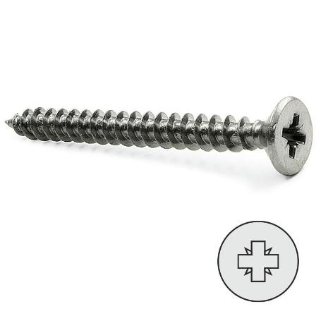 TORNILLO ROSCA MADERA CABEZA PLANA POZIDRIV INOXIDABLE DIN 7505-A LARGO 25MM DIÁMETRO 4.5MM (CAJA 500)
