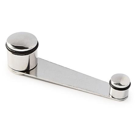 TOPE PUERTA DOBLE C/RETENEDOR INOX201  LARGO TOTAL 105MM. ENTRE EJES 85MM.