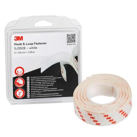CINTA HOOK LOOP 3M 25MMX1,25M BLANCO