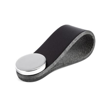 TIRADOR COLGANTE PIEL MODELO FLEXA 22X70 ACABADO NEGRO - CROMO DIST. AGUJERO COLGANTE 22X70