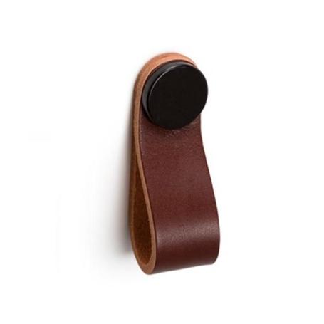 TIRADOR COLGANTE PIEL MODELO FLEXA 22X70 ACABADO MARRON - NEGRO DIST. AGUJERO COLGANTE 22X70