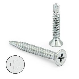 TORNILLO BROCA ROSCA CHAPA CABEZA PLANA DIN 7504-P ZINCADO LARG.R/CHAPA 22MM Ø ROSCA CHAPA 3.5MM (CAJA 500)