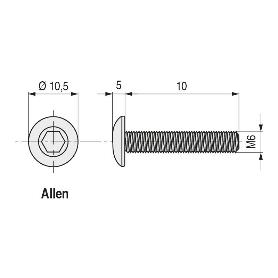 TORNILLO ROSCQA METAL ALLEN ISO 7380 NEGRO METRICA M-8 LARGO 20MM