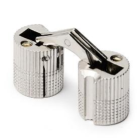 BISAGRA INVISIBLE REDONDA PARA MESA. MODELO DUOTON ACABADO NÍQUEL Ø DIÁMETRO 16