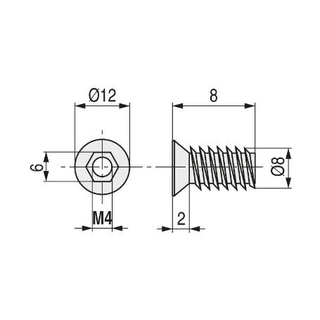 TITAN HPL TUERCA DE EMBUTIR ALLEN HIERRO. ELEGIR MÉTRICA Y LONGITUD. METRICA M-4 LARGO 10MM