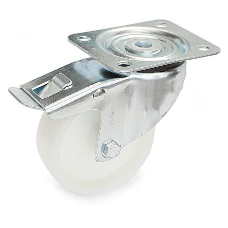 RUEDA GIRATORIA ARO DE NYLON. Ø100. CON/SIN FRENO. SIN ANTIHILO FRENO CON FRENO