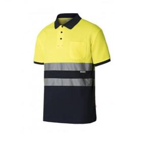 POLO ALTA VISIBILIDAD MANGA CORTA BICOLOR 55% ALGODON VARIOS COLORES TALLAS S-XXL ALTA VISIBILID AMRILLO MARINO TAL