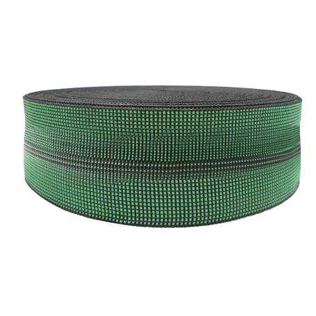 ROLLO 100 METROS DE CINCHA ELÁSTICA VERDE ELASTICIDAD 50% ANCHO CINCHA 60