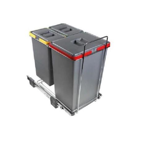 CUBO BASURA ECOFIL ACABADO ANTRACITA CONTENEDORES 1X24L Y 2X8L