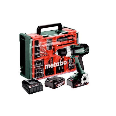 TALADRO PERCUSION METABO SB 18 L 2X2AH 18V CON ESCOBILLAS + 78 ACCESORIOS