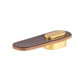 TIRADOR PIEL MODELO OBLONG ACABADOS NEGRO, BEIGE Y MARRÓN ACABADO MARRÓN - ORO DISTANCIA 0MM-1 AGUJERO