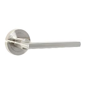 MANIVELA CON ROSETA REDONDA DE ALUMINIO RENTAL Ø50 NEGRO MATE / NIQUEL MATE ACABADO NÍQUEL SATINAD