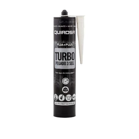 ADHESIVO TURBO QUIADSA BLANCO 290ML FIJA+PLUS 3SEG. 400KG/M2