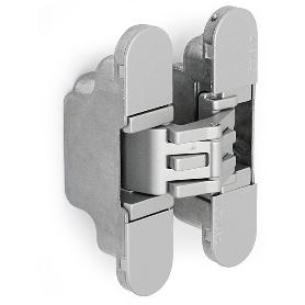 BISAGRA INVISIBLE KUBICA K2700 CROMO SATINADO  60KGS/3B. 120X76MM. VALIDA P/PANELAR PUERTA Y PARED.