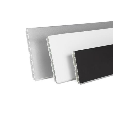 ZÓCALO PVC/ALUMINIO-PAPEL MELAMINA MODELO ZESIO 3,95M ACABADO PLATA MATE, BLANCO MATE Y NEGRO MATE ACABADO PLATA AL