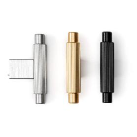 POMO ALUMINIO MODELO ARPA ACABADOS EFECTO INOX, LATON CEPILLADO, NEGRO CEPILLADO ACABADO LATON CEPILLAD DIST. AGUJE