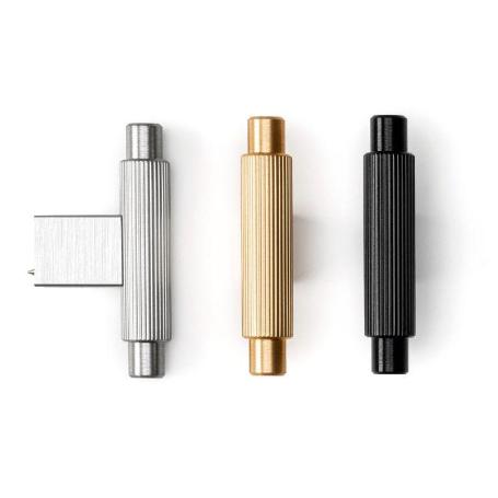 POMO ALUMINIO MODELO ARPA ACABADOS EFECTO INOX, LATON CEPILLADO, NEGRO CEPILLADO ACABADO LATON CEPILLAD DIST. AGUJE