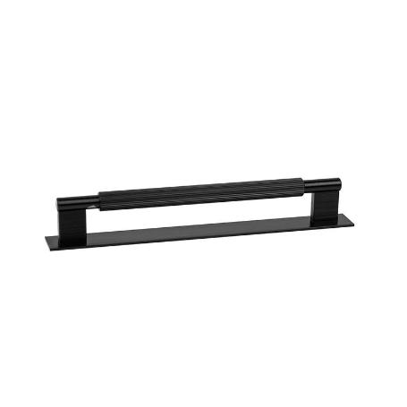 TIRADOR ALUMINIO MODELO ARPA PLATE CON PLACA ACABADOS DISPONIBLES EFECTO INOX, NEGRO CEPILLADO Y LATON CEPILLADO AC