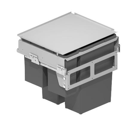 CUBO BASURA ECOLÓGICO MEILA M600 2X35L. 2X8L  GUIA GRASS EXTRACCIÓN TOTAL CIERRE AMORT., C/TAPA.