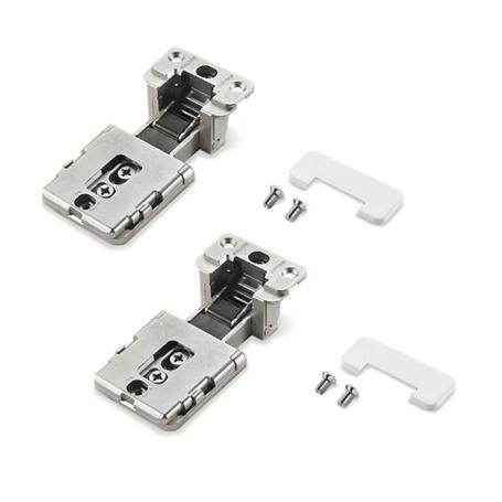 CONECTA SISTEMA DE BISAGRAS CON CIERRE AMORTIGUADO PARA PUERTAS DE ALUMINIO ACABADO NIQUEL SOLAPE 14 - 16.5MM (CAJA