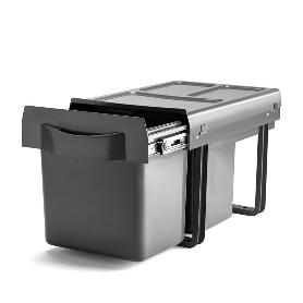 CUBO DE BASURA EXTRAIBLE 2X16 LITROS. MODELO MIDI LIGHT. ANTRACITA. CON TIRADOR. H350.