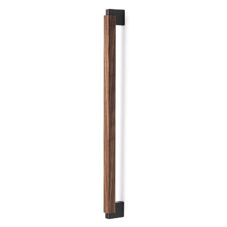 TIRADOR CON MADERA MODELO DUO BIG ACABADO ROBLE, NOGAL, NEGRO ACABADO NOGAL DIST. AGUJERO DST. 480MM.