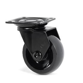 RUEDA GIRATORIA EMMA-3 ARO DE GOMA Ø50 CON PLACA ACABADO NEGRO FRENO SIN FRENO