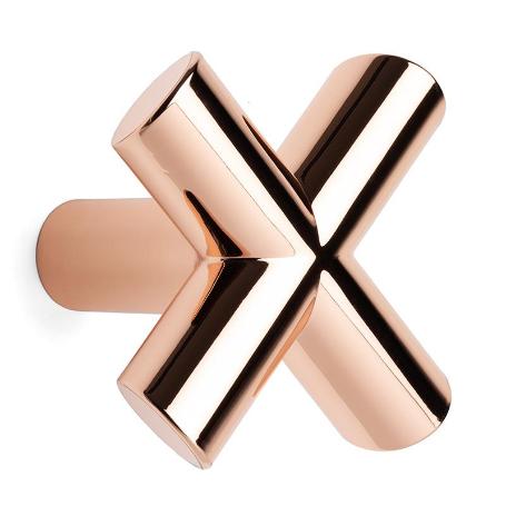 PERCHA EQUIS 80X80MM COBRE BRILLO ZAMAK