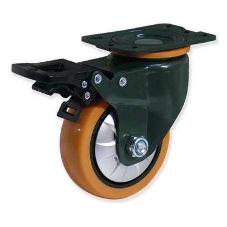 RUEDA GIRATORIA PLACA PU 75MM CON FRENO