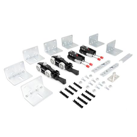 KIT HERRAJES PUERTA HIDE 180KG CON GUIA 3M.  C/PERFIL 3M. PARA 1 PUERTA.