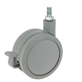 RUEDA GIRATORIA ROLOM ARO DOBLE Ø80 ERM8 - CON FRENO / SIN FRENO, BANDA DE GOMA FRENO CON FRENO