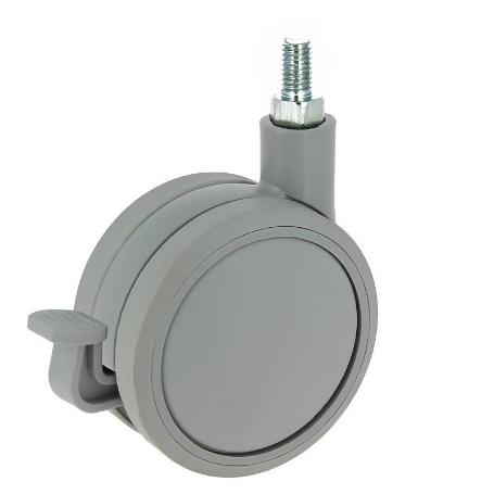 RUEDA GIRATORIA ROLOM ARO DOBLE Ø80 ERM8 - CON FRENO / SIN FRENO, BANDA DE GOMA FRENO CON FRENO