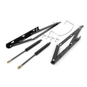 JUEGO DE BISAGRA CANAPE CON RESORTE DE GAS Y SISTEMA DE ENGANCHE CON BULONES ROSCA M8 FUERZA PISTÓN 1250N